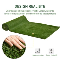 Outsunny Lot de 2 gazons synthétiques artificiels Moquette extérieure dim. 4L x 1l m Herbes Hautes denses 3 cm Vert(m-4)