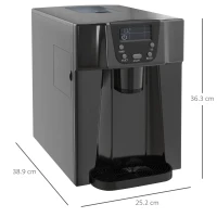 HOMCOM Ice Maker Machine and Water Dispenser, Counter Top Ice Cube Maker for Home with 3L Tank, Adjustable Cube Size, 9 Ice Cubes per 6-10 Minutes, No Plumbing Required, Black(m-3)