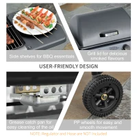 Outsunny 2 x 2.8kW Burner Gas BBQ - Grey(m-6)