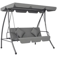 Outsunny Balancelle de Jardin Convertible 3 Places Inclinaison Toit réglable Matelas 2 x 1,25 x 1,7 m métal Polyester Gris clair(m-11)