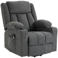 HOMCOM Dual Motor Recliner Chair, 55° Electric Lift Chair for Elderly, Recliner Armchair with Massage and Heat, Dark Grey(m-15)