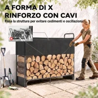 Outsunny Portalegna da Interno ed Esterno in Acciaio Zincato con Copertura e Borsa in Oxford 600D, Portata 300 kg, Nero(m-6)