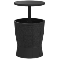 Outsunny Table à glacière 3 en 1, table de cocktail avec seau à glace, plateau télescopique pour jardin, Ø 49 x 58-84 cm, noir(m-11)