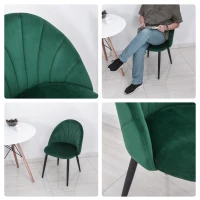 HOMCOM Set di 2 Sedie Sala da Pranzo, Sedie Cucina Moderne con Schienale a Conchiglia e Gambe in Metallo, Sedia in Velluto con Imbottita per Cucina, Camera da Letto, Ufficio e Soggiorno, Verde(m-8)