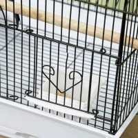 PawHut Jaula para Pájaros de Acero Pajarera con Bandeja Extraíble y 2 Comederos Pinzones Periquitos 50,5x41x63 cm Blanco(m-9)