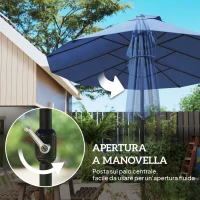 Outsunny Ombrellone da Giardino Doppio con Apertura a Manovella, Acciaio e Poliestere, 460x270x240 cm, Blu(m-5)