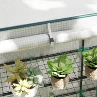 Outsunny Serra da Giardino con 2 Porte Avvolgibili, Scaffale a 3 Ripiani e Tasche Laterali, Bianco e Verde(m-8)
