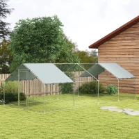 PawHut Gallinero para Exterior Grande de Acero Galvanizado 6,8x3x1,9 m 20,4 m² con Cubierta Tela Oxford y Cerradura Plata(m-9)