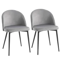 HOMCOM Set di 2 Sedie per Sala da Pranzo e Cucina Imbottite in Velluto, 49x50x77cm, Grigio(m-1)