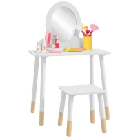 AIYAPLAY Ensemble coiffeuse pour enfants avec tabouret, coiffeuse 2 pièces pour enfants de 3 à 6 ans -  blanc(m-11)