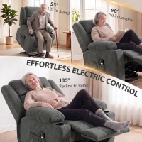 HOMCOM Dual Motor Recliner Chair, 55° Electric Lift Chair for Elderly, Recliner Armchair with Massage and Heat, Dark Grey(m-4)