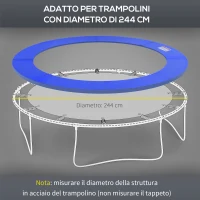 HOMCOM Copertura Imbottita Bordo Trampolino, Protezione per Tappeto Elastico Giaridno in Plastica, Ø244cm, Nessun Foro per Palo, Blu(m-5)