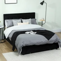 HOMCOM King Size Ottoman Bed Frame, with Front Drawer - Black(m-10)