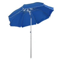 Outsunny Parasol de plage parasol inclinable octogonal Ø 180 cm tissu polyester haute densité anti-UV hauteur réglable mât aluminium sac de transport inclus bleu(m-12)