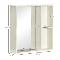 kleankin Armario con Espejo para Baño con Estantes Mueble para Baño Estilo Moderno 63x15x65 cm Blanco(m-3)