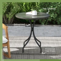 Outsunny Φ66cm Galvanised Steel Garden Table - Grey(m-5)