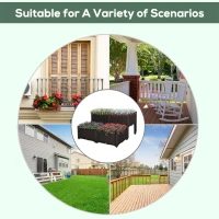 Outsunny Set of 4 26L Garden Raised Bed Elevated Patio Flower Plant Planter Box PP Vegetables Planting Container, Brown(m-5)