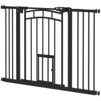 PawHut Cancellino per Cani taglia Piccola e Media con Chiusura Automatica, in Acciaio e PA, 74-100x76 cm, Nero(m-10)