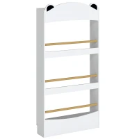 AIYAPLAY Bibliotecă Montessori pentru Copii 3-8 Ani, Ursuleț, cu 4 Polițe din Lemn, 50x15x97 cm, Alb(m-1)