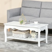 Homcom Table Basse Rectangulaire Style Baroque Blanc 99 x 44 x 42 cm(m-10)