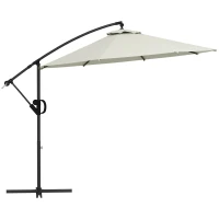 Outsunny Ombrellone a Braccio a 8 Stecche con Base a Croce, in Alluminio, Metallo e Poliestere, Ø3x2.6 m, Crema(m-11)