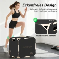 SPORTNOW 3-in-1 Plyo-Box, Sprungbox mit Griff-Öffnungen, für Home-Fitness und Outdoor-Workouts, 3 Sprunghöhen, Holz, Schwarz(m-4)