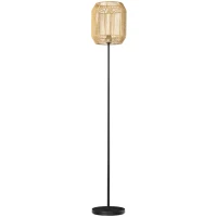 HOMCOM Farmhouse Standing Lamp, Floor Lamps with Hand Woven Rattan Lampshade for Living Room(m-11)