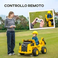 AIYAPLAY Camion Giocattolo Licenza Caterpillar con Telecomando, Fari, Secchio e Pala, 110x70.5x61.5 cm, Giallo(m-6)