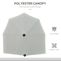 Outsunny 2m Half Parasol Market Umbrella Garden Balcony Parasol with Crank Handle, Base, Double-Sided Canopy, Cream White(m-7)