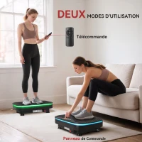 SPORTNOW Plateforme Vibrante avec Lumières, Bluetooth, 3 Programmes, 99 Vitesses, Télécommande, Écran LED, 47x32x12cm, Noir(m-6)