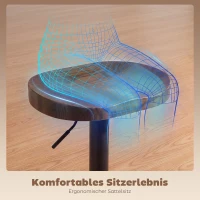 HOMCOM Barhocker Set aus 2, Höhenverstellbare Barstühle mit Sattelsitz aus Ulmenholz in Dunkelbraun(m-7)