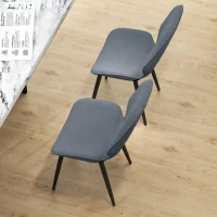 HOMCOM Set 2 Scaune de Luat Masa cu Spătar Curbat, în Material Textil de Tip In, Spumă și Oțel, 46x56x86 cm, Gri și Negru(m-9)