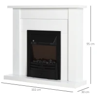 HOMCOM Camino Elettrico 1000W e 2000W, Effetto Fiamma con LED a 5 Livelli, Caminetto Elettrico con Telecomando, Timer, Protezione da Surriscaldamento, Termostato, 102x30x95cm, Bianco(m-3)
