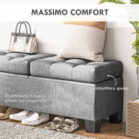 HOMCOM Panca Fondoletto Contenitore in Tessuto con Imbottitura Trapuntata, 116x41x47cm, Grigio(m-5)