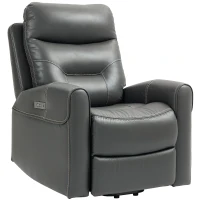 HOMCOM Power Lift Recliner Chair for Elderly, Overstuffed Faux Leather Riser and Reclining Chair with USB A+C Ports, Recliner Armchair for Living Room, Charcoal Grey(m-11)
