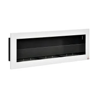 HOMCOM Camino a Bioetanolo da Parete con 3 Serbatoi da 1L e Copertura 20m², in Acciaio e Vetro, 120x15x40 cm, Bianco(m-11)