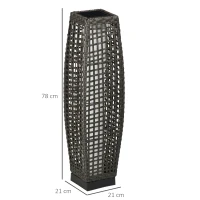 Outsunny Lampada Solare da Giardino con Pannello di Ricarica, in Acciaio e Rattan, 21x21x78 cm, Nero e Grigio(m-3)