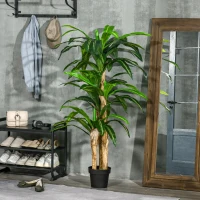 Outsunny Dracaena Artificial con 66 Hojas Musgo Planta Artificial para Decoración Jardín Balcón Oficina Salón Ø20x160 cm Verde(m-7)