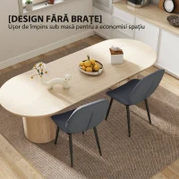 HOMCOM Set 2 Scaune de Luat Masa cu Spătar Curbat, în Material Textil de Tip In, Spumă și Oțel, 46x56x86 cm, Gri și Negru(m-7)