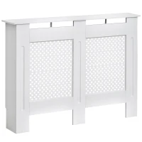 HOMCOM Cache-radiateur Design Contemporain façade perforé dim. 111,5L x 19l x 82H cm MDF Blanc(m-12)