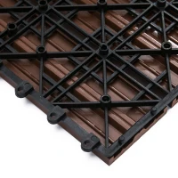 Outsunny Set 11 Piastrelle per Esterni ad Incastro Antiscivolo in HDPE Riciclato, 30x30x2.2 cm, Marrone(m-9)