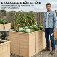 Outsunny Hochbeet Holz 152 x 77 x 77 cm Erhöhtes Tief Kräuterbeet mit Offenem Boden Verstärkungsstangen(m-6)