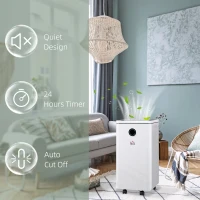 HOMCOM 10L/Day Dehumidifier with WiFi Smart App Control, 2.5L Water Tank, Digital Display, Sleep Mode, 24H Timer, Laundry Clothes Drying, for Home and Large Room Basement(m-9)