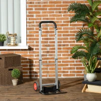 DURHAND Carretilla Plegable de Aleación de Aluminio con 2 Ruedas Carga 90 kg con Mango Extensible 40x41x107 cm Plata(m-2)