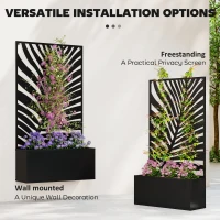 Outsunny Metal Garden Bed for Garden with Trellis, Wall Mounted or Freestanding Raised Planter with Privacy Screen(m-5)