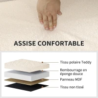 HOMCOM Banc de Rangement 84 L, Pouf Pliable Rembourré en Peluche Teddy, Bout de Lit, Charge 120 kg, 76 x 38 x 38 cm, Crème(m-6)