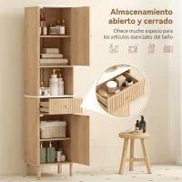 HOMCOM Columna de Baño con Cajón, 2 Armarios y Estantes Ajustables, Estante Efecto Mármol, 41.5x30x168 cm, Roble(m-6)