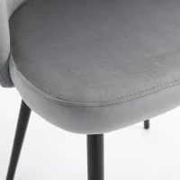 HOMCOM Set di 2 Sedie per Sala da Pranzo e Cucina Imbottite in Velluto, 49x50x77cm, Grigio(m-9)