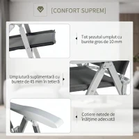 Outsunny Scaun de pescuit pliabil cu brațe și spătar reglabil, din aluminiu și poliester, 75x61,5x76-115 cm, gri(m-6)