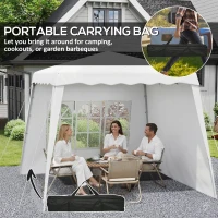 Outsunny Pop Up Gazebo with 2 Sides - Slant Legs and Carry Bag, Height Adjustable UV50+ Party Tent Event Shelter for Garden, Patio; 2.4 x 2.4m Top / 2.9 x 2.9m Base, White(m-8)
